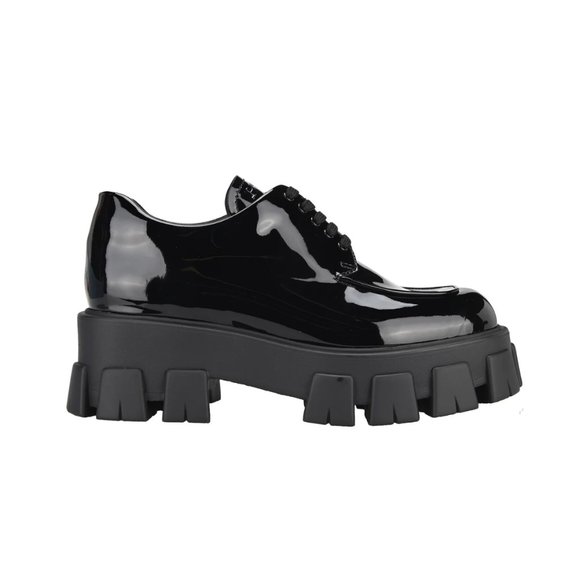 Authentic Prada Monolith Derby Shoes in Patent Black - Picture 3 of 16